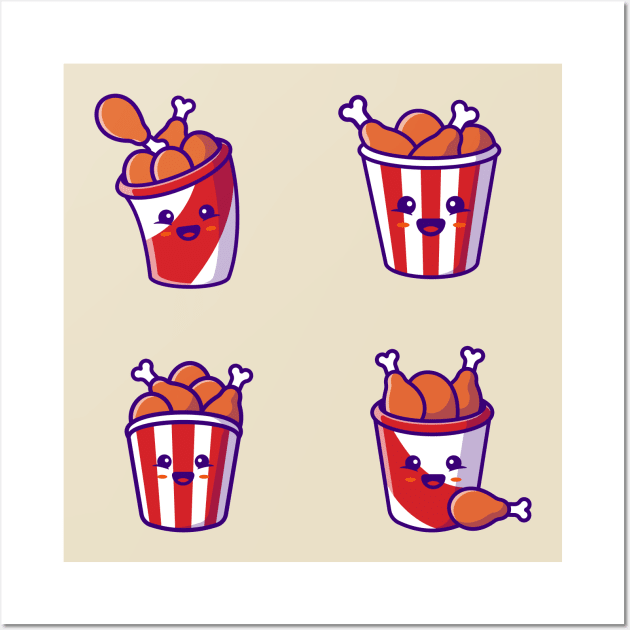 Cute Bucket Fried Chicken Collection Wall Art by Catalyst Labs